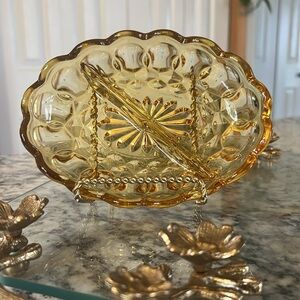 Anchor Hocking Fairfield Amber Divided Dish